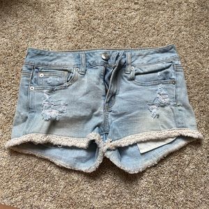 American eagle light wash shortie jean shorts size 2